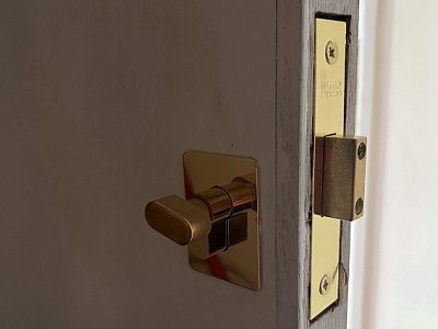 Mortice deadlock fitted with a brass thumbturn cylinder to prevent keys being left inside, allowing carers and family safe access to the home.